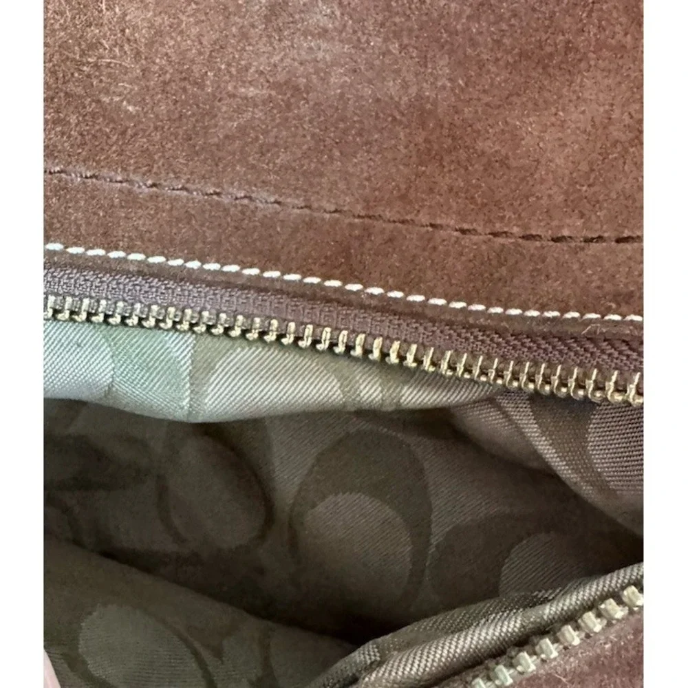 Coach 1419 Shoulder Bag Brown Suede Leather Tassel Hobo Handbag Western